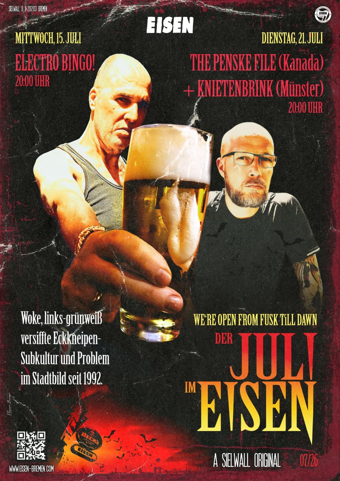 Aktuelles EISEN Bremen Programm - Konzerte und Fußball live im Viertel